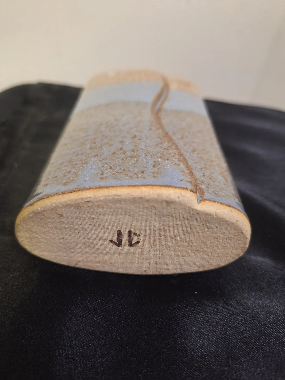 Handmade Ceramic Vase in Speckled Brown and Light Blue 6.5